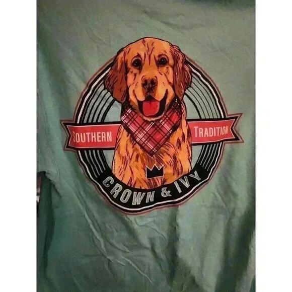 Crown & Ivy Mens Southern Tradition Dog Graphic Blue Shirt NWT SZ M CR3 - Picture 1 of 5
